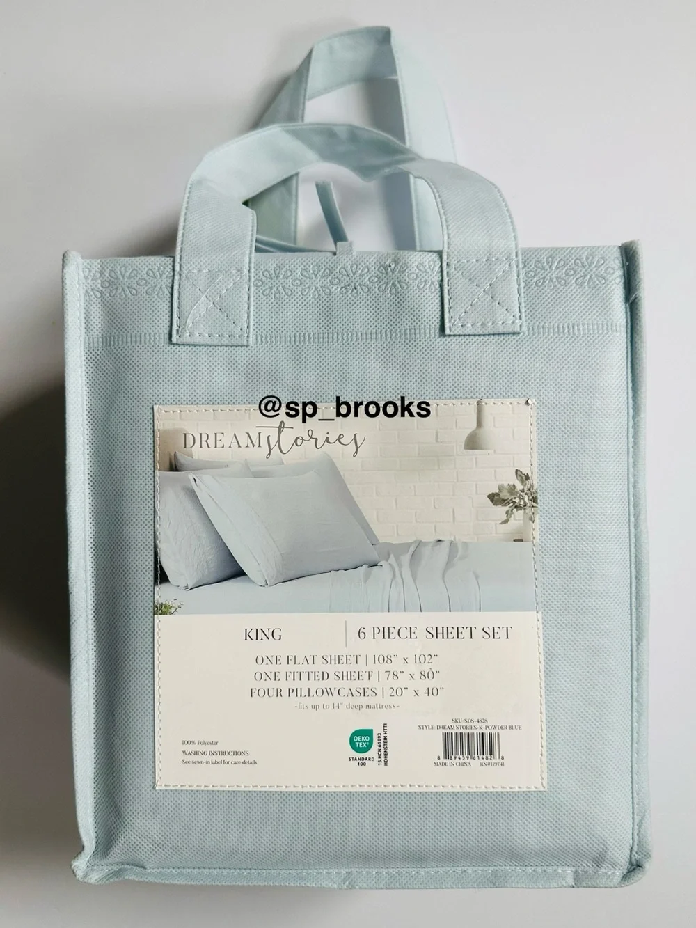 🎁Dream Stories 6-Piece King Sheet Set in Powder Blue - DREAM Stories Sheet Set